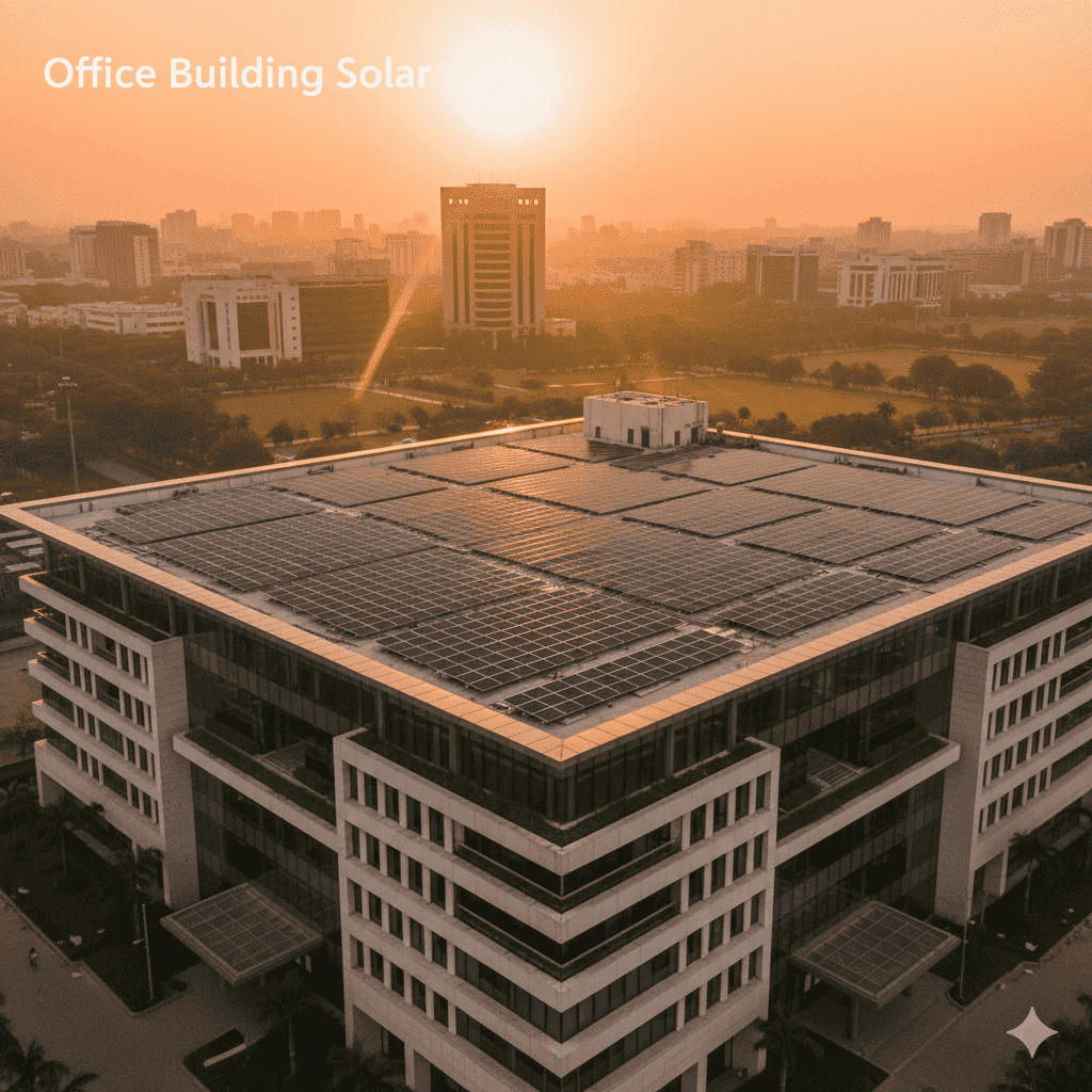 Commercial solar panel installation for office building in Kanpur Lucknow Unnao